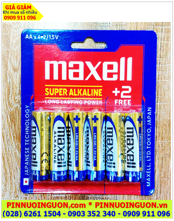 Maxell LR6(GD), Pin AA 1.5v Super Alkaline Maxell LR6(GD) chính hãng (Loại vỉ 06 viên)